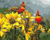 Paint By Number | Cardinals on Yellow Sun Flowers - Paint By Number Artist