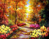 Paint By Number | Autumn Forest with Bright Flowers along a Path - Paint By Number Artist
