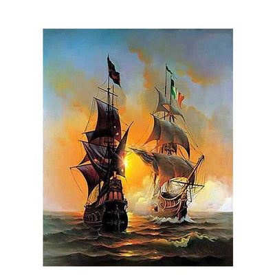 Paint by Number | 17th Century Sailing Ships in Battle - Paint By Number Artist