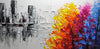 Paint By Number | Abstract Impression of a b/w City's Skyline with Colorful Trees - Paint By Number Artist
