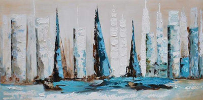 Paint By Number | Blue Sailboats Passing the City - Paint By Number Artist