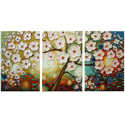 Paint By Number | Set of 3 Panels of White and Pink Flowers - Paint By Number Artist