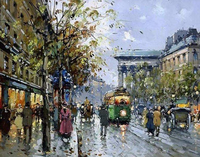 Paint By Number | Impression of European Street with Tram - Paint By Number Artist