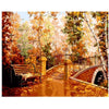 Paint By Number | Romantic Bench and Bridge in Park with Trees in Autumn Colors - Paint By Number Artist