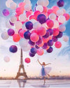 Paint By Number | White and Pink Balloons with Eiffel Tower in Paris - Paint By Number Artist