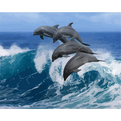 Paint By Number | Dolphins Jumping over Waves - Paint By Number Artist