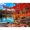 Paint By Number | Red Autumn Leaves at the Lake - Paint By Number Artist
