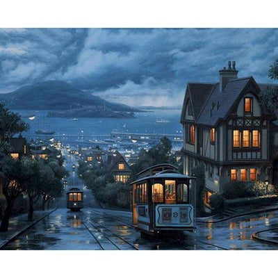 Paint By Number | Going Home on the Tram on a Rainy Night - Paint By Number Artist