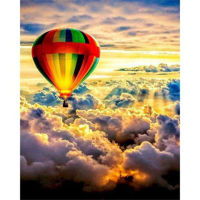 Paint By Number | Sunrise While Floating in a Colorful Hot Air Balloon High Above the Clouds - Paint By Number Artist