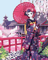 Paint By Number | Anime of a Young Japanese Girl with Small Umbrella - Paint By Number Artist
