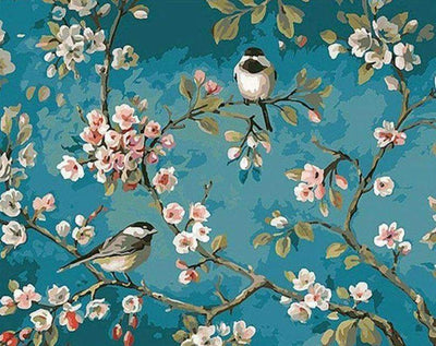 Paint By Number | Flowering Tree with a few Birds - Paint By Number Artist