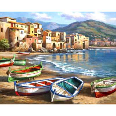 Frame Boat Beach DIY Painting By Numbers Modern Wall Art Picture By Numbers Acrylic Canvas By Numbers For Home Decors - Paint By Number Artist
