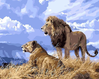 Lions Animals DIY Painting By Numbers Kits Acrylic Modern Wall Art Picture Handpainted Oil Painting For Home Artwork - Paint By Number Artist